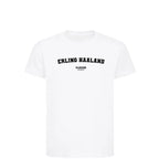 Erling Haaland t-shirt – white kids' t-shirt with black Erling Haaland letters and Players Couture logo on the chest