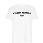 Evander Holyfield t-shirt – white men's t-shirt with black Evander Holyfield letters and Players Couture logo on the chest