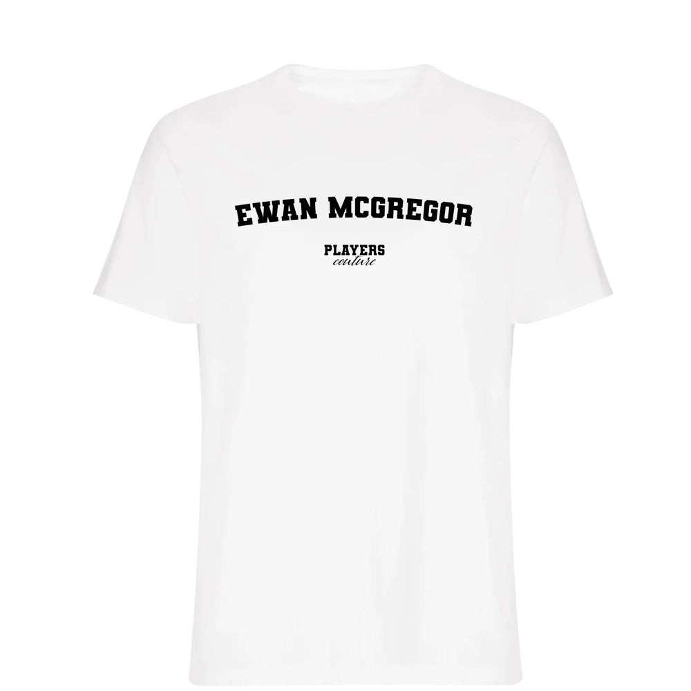 Ewan McGregor men's T-shirt in white with bold name lettering