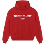 Ezekiel Elliott hoodie – red men's hoodie with white Ezekiel Elliott letters and Players Couture logo on the chest