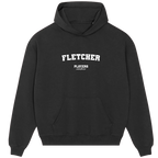 Fletcher hoodie – black men's hoodie with white Fletcher letters and Players Couture logo on the chest