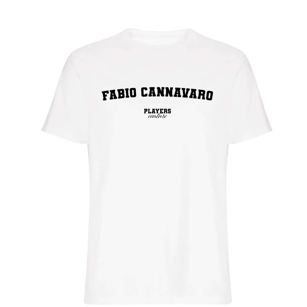 Fabio Cannavaro men's T-shirt in white with bold name lettering