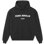 Fabio Aurelio hoodie – navy men's hoodie with white Fabio Aurelio letters and Players Couture logo on the chest