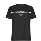 Featherstone Rovers t-shirt – black men's t-shirt with white Featherstone Rovers letters and Players Couture logo on the