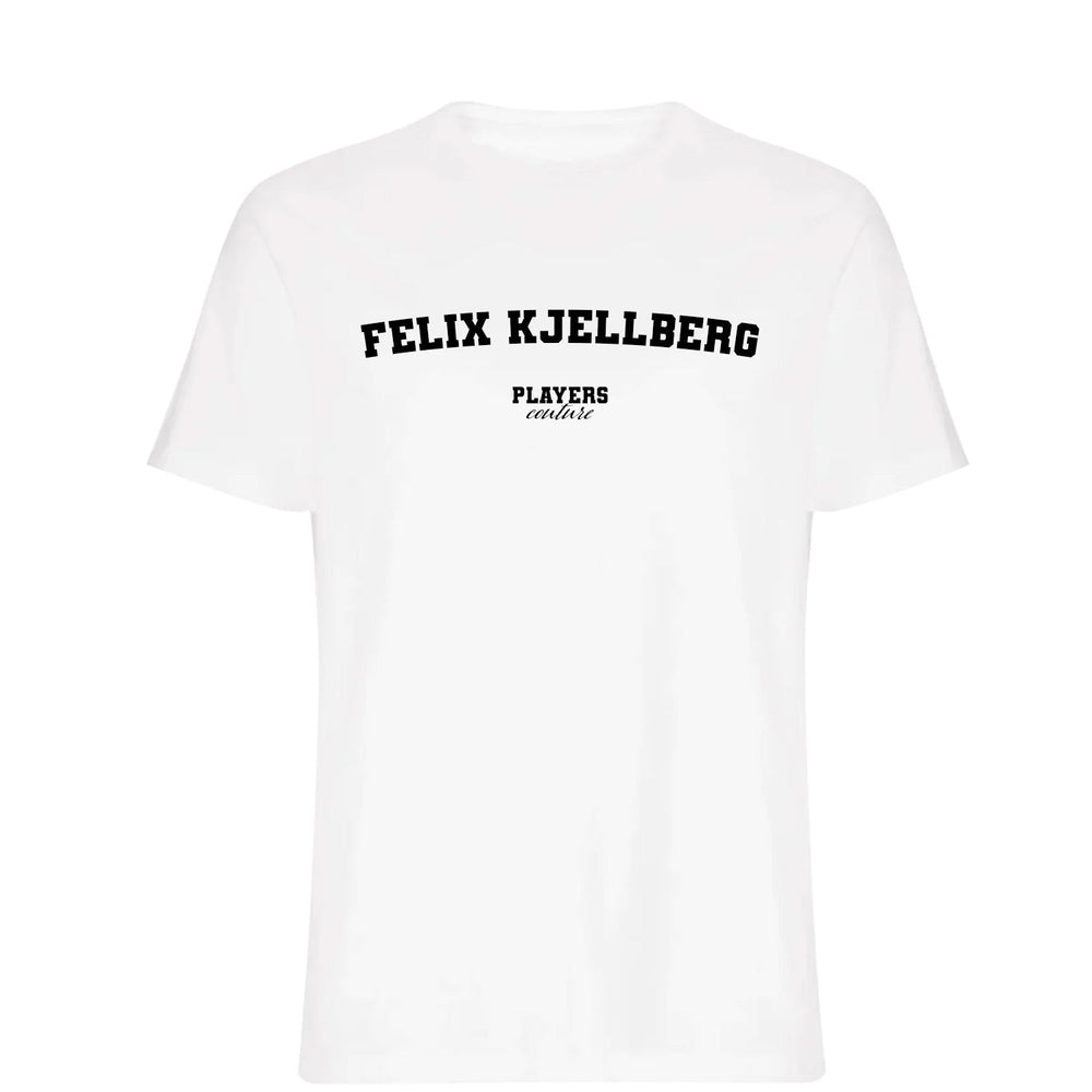 Felix Kjellberg men's T-shirt in white with bold name lettering