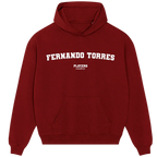 Fernando Torres hoodie – red men's hoodie with white Fernando Torres letters and Players Couture logo on the chest
