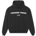 Fernando Torres hoodie – grey men's hoodie with black Fernando Torres letters and Players Couture logo on the chest
