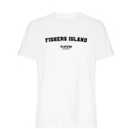 Fishers Island men's T-shirt in white with bold name lettering
