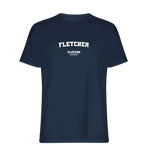 Fletcher t-shirt – navy men's t-shirt with white Fletcher letters and Players Couture logo on the chest