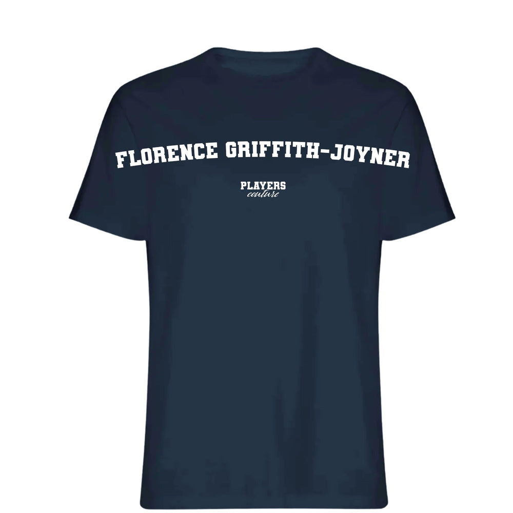 Florence Griffith Joyner men's T-shirt in navy with bold name lettering