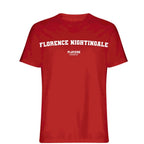 Florence Nightingale t-shirt – red men's t-shirt with white Florence Nightingale letters and Players Couture logo on the
