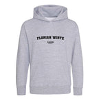 Florian Wirtz hoodie – grey kids' hoodie with black Florian Wirtz letters and Players Couture logo on the chest