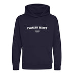 Florian Wirtz hoodie – navy kids' hoodie with white Florian Wirtz letters and Players Couture logo on the chest
