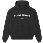 Flying Fijians hoodie – black men's hoodie with white Flying Fijians letters and Players Couture logo on the chest