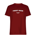 Forest Green t-shirt – red men's t-shirt with white Forest Green letters and Players Couture logo on the chest
