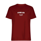 Fowler t-shirt – red men's t-shirt with white Fowler letters and Players Couture logo on the chest