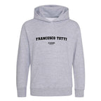 Francesco Totti hoodie – grey kids' hoodie with black Francesco Totti letters and Players Couture logo on the chest