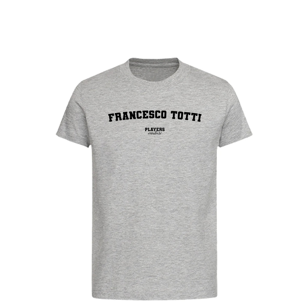Francesco Totti t-shirt – grey kids' t-shirt with black Francesco Totti letters and Players Couture logo on the chest