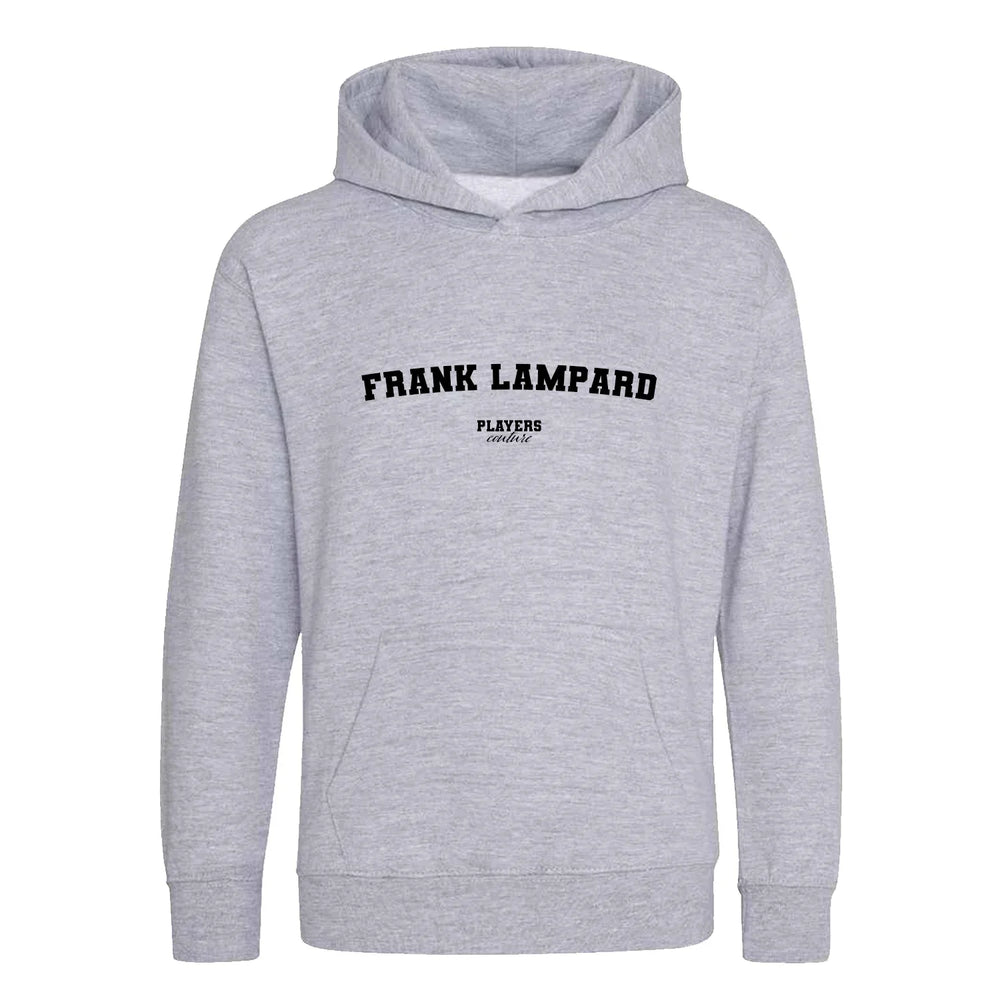 Frank Lampard hoodie – grey kids' hoodie with black Frank Lampard letters and Players Couture logo on the chest