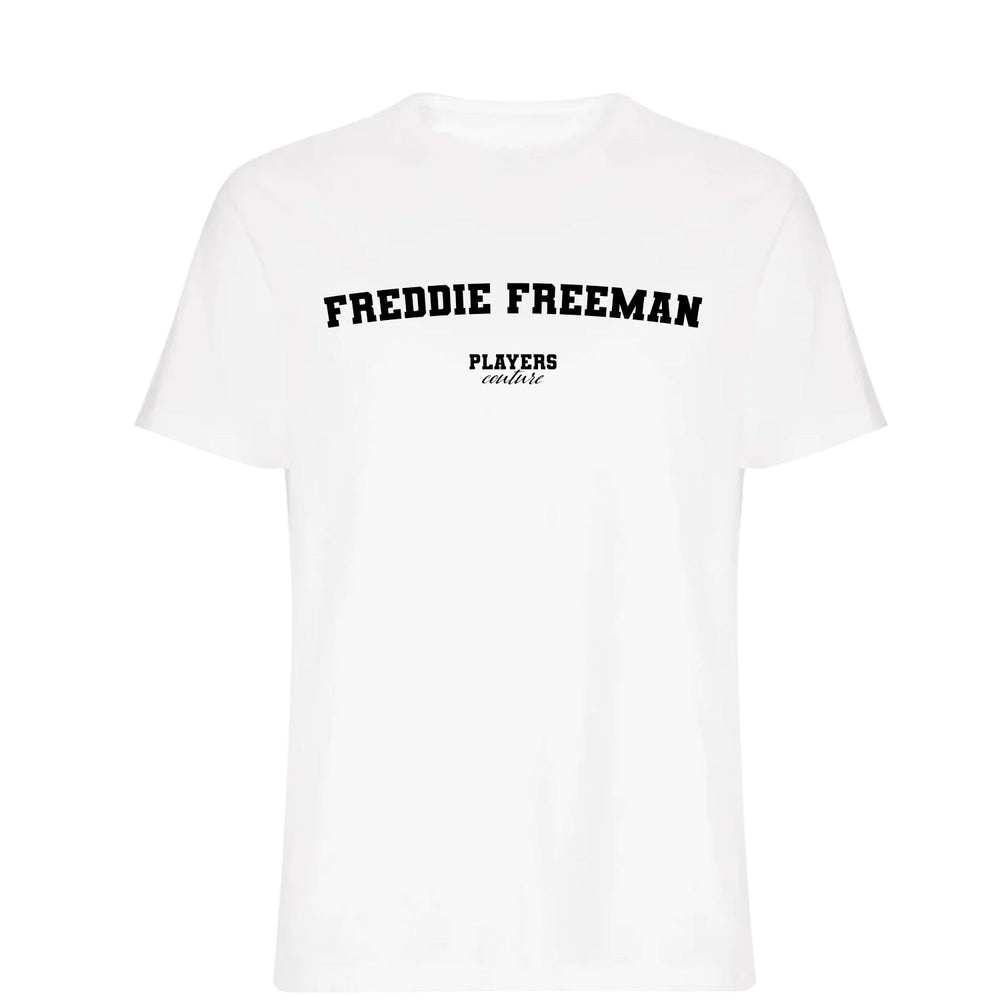 Freddie Freeman men's T-shirt in white with bold name lettering