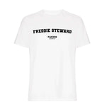Freddie Steward men's T-shirt in white with bold name lettering