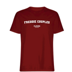 Freddie Couples t-shirt – red men's t-shirt with white Freddie Couples letters and Players Couture logo on the chest
