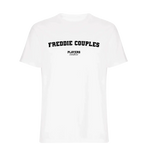 Freddie Couples t-shirt – white men's t-shirt with black Freddie Couples letters and Players Couture logo on the chest