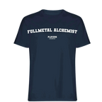 Fullmetal Alchemist t-shirt – navy men's t-shirt with white Fullmetal Alchemist letters and Players Couture logo on the chest