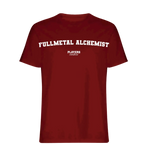 Fullmetal Alchemist t-shirt – red men's t-shirt with white Fullmetal Alchemist letters and Players Couture logo on the chest