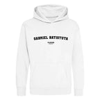 Gabriel Batistuta hoodie – white kids' hoodie with black Gabriel Batistuta letters and Players Couture logo on the chest