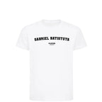 Gabriel Batistuta t-shirt – white kids' t-shirt with black Gabriel Batistuta letters and Players Couture logo on the chest