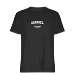 Gabriel t-shirt – black men's t-shirt with white Gabriel letters and Players Couture logo on the chest
