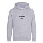 Gabriel hoodie – grey kids' hoodie with black Gabriel letters and Players Couture logo on the chest