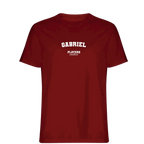 Gabriel t-shirt – red men's t-shirt with white Gabriel letters and Players Couture logo on the chest