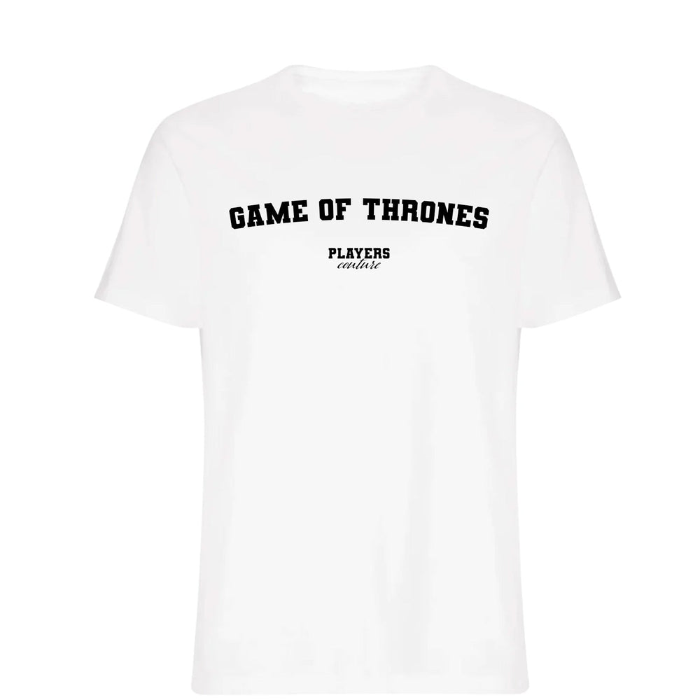 Game of Thrones men's T-shirt in white with bold name lettering