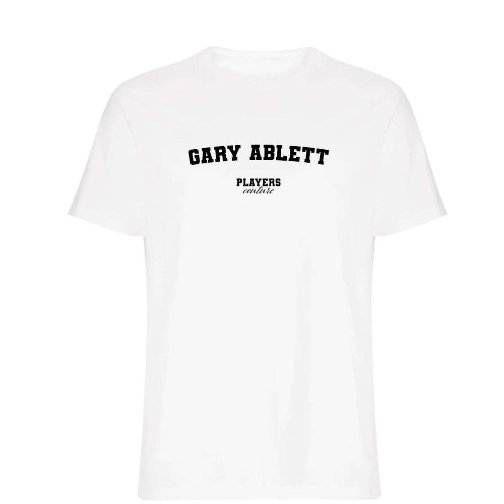 Gary Ablett men's T-shirt in white with bold name lettering