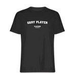 Gary Player t-shirt – black men's t-shirt with white Gary Player letters and Players Couture logo on the chest