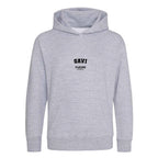 Gavi hoodie – grey kids' hoodie with black Gavi letters and Players Couture logo on the chest