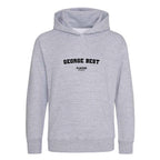 George Best hoodie – grey kids' hoodie with black George Best letters and Players Couture logo on the chest