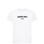 George Best t-shirt – white kids' t-shirt with black George Best letters and Players Couture logo on the chest