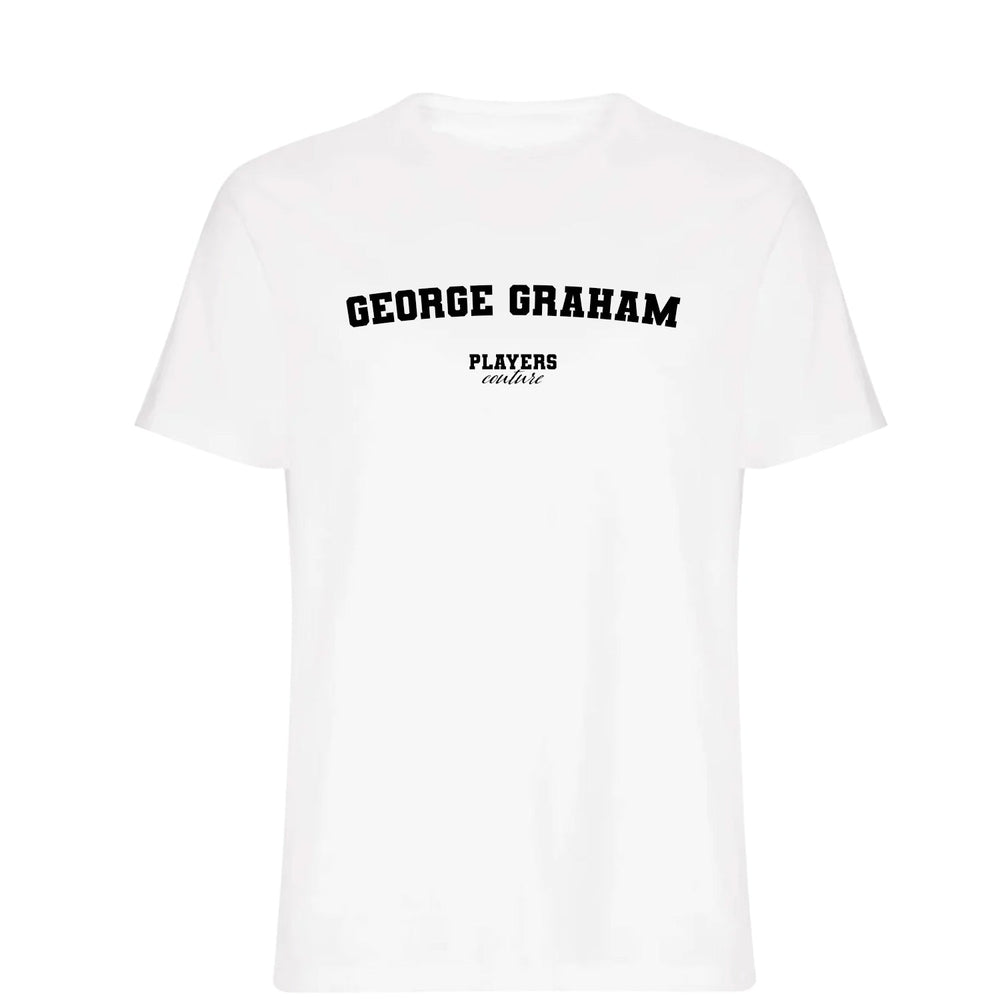 George Graham men's T-shirt in white with bold name lettering