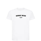 George Weah t-shirt – white kids' t-shirt with black George Weah letters and Players Couture logo on the chest
