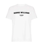 George Williams men's T-shirt in white with bold name lettering