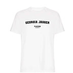 Georgia Jagger men's T-shirt in white with bold name lettering