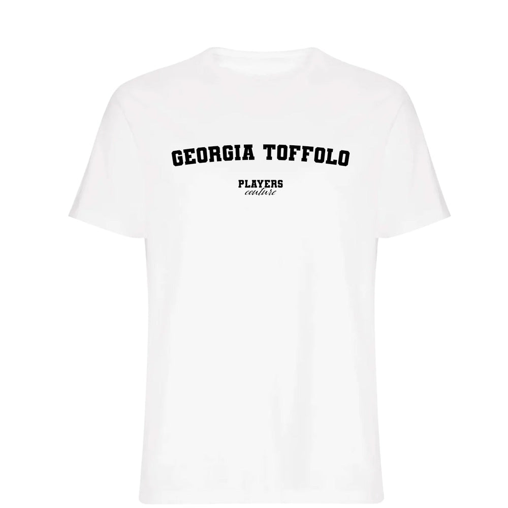 Georgia Toffolo men's T-shirt in white with bold name lettering
