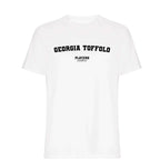 Georgia Toffolo men's T-shirt in white with bold name lettering