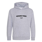 Gerard Pique hoodie – grey kids' hoodie with black Gerard Pique letters and Players Couture logo on the chest