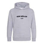 Gerd Müller hoodie – grey kids' hoodie with black Gerd Müller letters and Players Couture logo on the chest