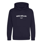 Gerd Müller hoodie – navy kids' hoodie with white Gerd Müller letters and Players Couture logo on the chest