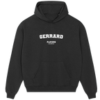 Gerrard hoodie – red men's hoodie with white Gerrard letters and Players Couture logo on the chest